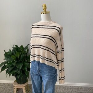 Striped Cream and Black Women's Sweater